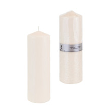 3" X 9" Domed Top Press Unscented Pillar Candle - Ivory - 12 Pieces