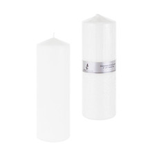 3" X 9" Domed Top Press Unscented Pillar Candle - White - 12 Pieces
