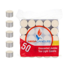 1.5" x 1" Jumbo Tea Light Candle - Ivory (Bag of 50 candles) - Case of 12