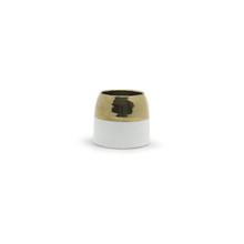White Ceramic Pot With Gold Rim - 3.5" W X 3" H - 24 Pieces