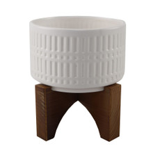 Case of 4 7" Roman Ceramic With Wood Stand, White
