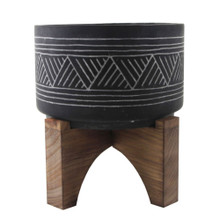 Case of 4 7" Mountain Cement With Wood Stand, Black