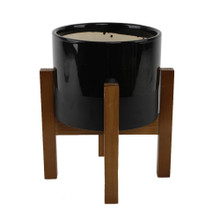 Case of 4 8" Large 2tone Pot On Wood Stand, Black