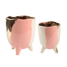 Case of 12 4"&3" 3-Tone Footed Ceramic, Blush, Set Of 2 