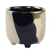Case of 12 4.8" 3-Tone Footed Ceramic Planter, Navy