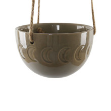 Case of 8 5" Moon Phase Ceramic Hanging Planter Pot, Olive