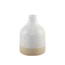 Case of 4 7"H Two-Tone Speckle Ceramic Vase, White