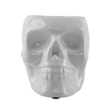 Case of 8 4.5x3.5 Ceramic Sugar Skull Planter, White