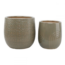 Case of 2 14.5"" & 11"" Outdoors Catherdal Ceramic Pot, Set Of 2 