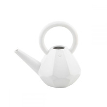 Case of 8 9.5" Matte White Geo Ceramic Watering Can