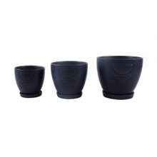 Case of 2 10" & 8" & 6.75"" Hamburg Ceramic Pot On Saucer, Set Of 3