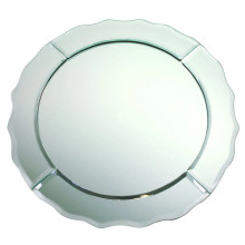 Case of 6 Mirror Glass Charger 13" Round Scallop Edge