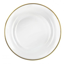 Case of 6 Gold Rimmed Clear Glass Charger Plate 13"