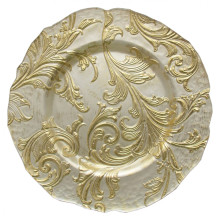 Case of 12 Vanessa Charger Plate - Gold/Pearl White 13" D