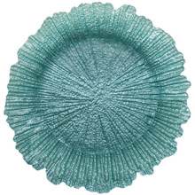 Case of 12 Reef Glass Turquoise Charger Plate 13"D