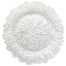Case of 12 Reef White Pearl Glass Charger Plate 13"D