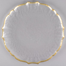 Case of 12 Ice Queen Glass Charger Plate W/Gold Rim 13"D