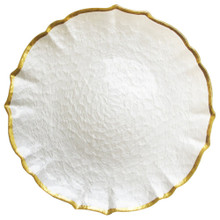 Case of 12 Ice Queen Pearl/Gold Glass Charger Plate 13"D