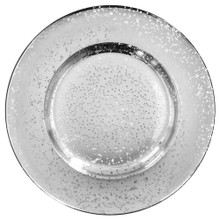 Case of 12 Speckled Silver Glass Charger Plate 13"D