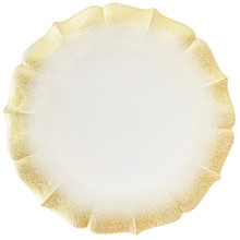 Case of 12 Contessa Gold Glitter Rim W/Pearl White Charger Plate 13"D
