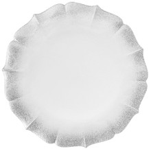 Case of 12 Contessa Silver Glitter Rim W//Pearl White Charger Plate 13"D