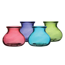 Case of 12 - 5" Rosie Posie Glass Vase - 4-color Vintage Assortment