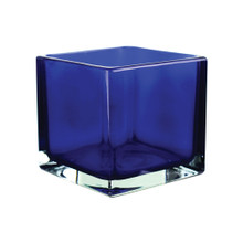 Case of 6 - 5" x 5" x 5" Square Glass Vase - Cobalt