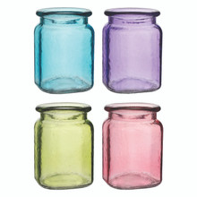 Case of 24 - 4" Hammered Glass Jar - 4-color Vintage Assortment