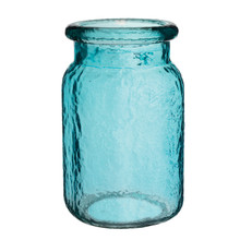 Case of 24 - 5 1/2" Hammered Glass Jar - Vintage Blue