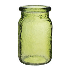 Case of 24 - 5 1/2" Hammered Glass Jar - Vintage Green