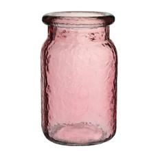 Case of 24 - 5 1/2" Hammered Glass Jar - Vintage Pink
