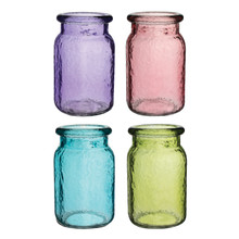Case of 24 - 5 1/2" Hammered Glass Jar - 4-color Vintage Assortment