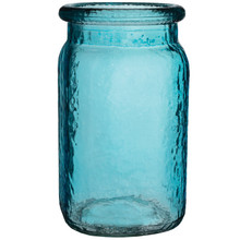 Case of 24 - 6 1/2" Hammered Glass Jar - Vintage Blue
