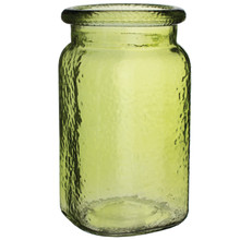Case of 24 - 6 1/2" Hammered Glass Jar - Vintage Green