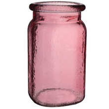 Case of 24 - 6 1/2" Hammered Glass Jar - Vintage Pink