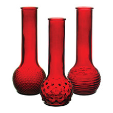 Case of 24 - 8 1/2" Dot-Dash Glass Bud Vase - Ruby