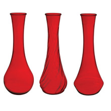 Case of 18 - 9" Glass Bud Vases - Ruby Assortment