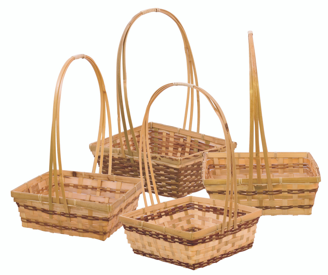 Fromバリ　バンブービーズバスケット3点セット 16-Pack 10 Inch Rectangular Natural Bamboo Baskets with Handle