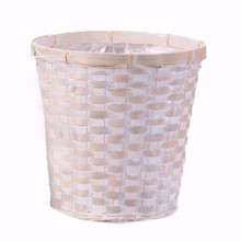 36 Pcs - Whitewash Bamboo Basket Pot Covers - 8 Inch
