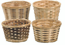100 Pcs - Assorted Natural Bamboo Basket Pot Covers - 6 Inch