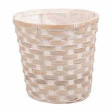 48 Pcs - Whitewash Bamboo Basket Pot Covers - 6 Inch