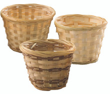 100 Pcs - Assorted Natural Bamboo Basket Pot Covers - 4 Inch