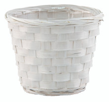 100 Pcs - White Bamboo Basket Pot Covers - 5 Inch