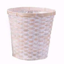 18 Pcs - Whitewash Bamboo Basket Pot Covers - 10 Inch