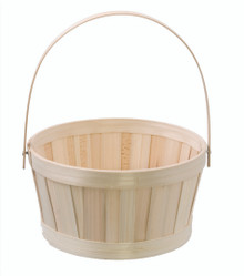 24 Pcs - Round Natural Bamboo Baskets with Bale Handle - 7.25 Inch