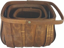 6 Sets of - 3 Stained Square Chipwood Baskets with Bale Handle