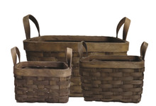 12 Sets of 3 Stained Square Chipwood Baskets with Ear Handles