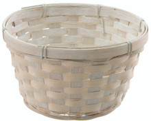 48 Pcs - Whitewash Round Bamboo Baskets - 6.5 Inch