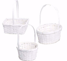 24 Pcs - White Assorted Bamboo Baskets