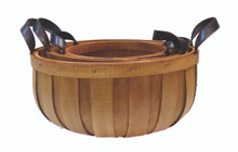 4 Sets of 3 Round Natural Chipwood Baskets with Ear Handle